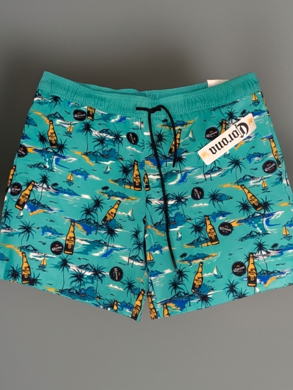 Corona Aqua Tropical Bottle-Print Men's Swim Shorts